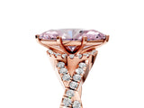 Rose gold Fancy Pink Marquise Cut Diamond  Halo Twist Band Solitaire Prong Setting Ring_17