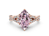 Rose gold Fancy Pink Marquise Cut Diamond  Halo Twist Band Solitaire Prong Setting Ring_54