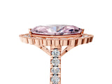 Rose gold Fancy Pink Marquise  Cut Diamond Milgrain Floral Halo Engagement Ring with Pavé Band_20
