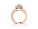 Rose gold Fancy Pink Marquise Cut Diamond Milgrain Halo Engagement Ring with Round Pavé Band and Prong Setting_15