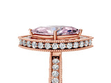 Rose gold Fancy Pink Marquise Cut Diamond Milgrain Halo Engagement Ring with Round Pavé Band and Prong Setting_17