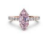 Rose gold Fancy Pink Marquise Cut Diamond Pavé Band Solitaire Ring with Prong Setting_76