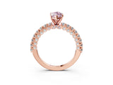 Rose gold Fancy Pink Marquise Cut Diamond Pavé Band Solitaire Ring with Prong Setting_79