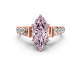 Rose gold Fancy Pink Marquise  Cut Diamond Pavé Band Solitaire with Four-Prong Setting_15