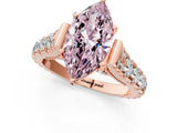 Rose gold Fancy Pink Marquise  Cut Diamond Pavé Band Solitaire with Four-Prong Setting_16