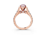 Rose gold Fancy Pink Marquise  Cut Diamond Pavé Band Solitaire with Four-Prong Setting_18