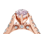 Rose gold Fancy Pink Marquise  Cut Diamond Pavé Band Solitaire with Four-Prong Setting_19