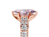 Rose gold Fancy Pink Marquise  Cut Diamond Pavé Band Solitaire with Four-Prong Setting_20