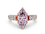Rose gold Fancy Pink Marquise  Cut Diamond Pavé Band Solitaire with Four-Prong Setting_3