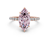 Rose gold Fancy Pink Marquise  Cut Diamond Pavé Band Solitaire with Four-Prong Setting_3