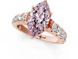 Rose gold Fancy Pink Marquise  Cut Diamond Pavé Band Solitaire with Four-Prong Setting_4