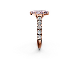 Rose gold Fancy Pink Marquise  Cut Diamond Pavé Band Solitaire with Four-Prong Setting_5