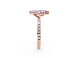 Rose gold Fancy Pink Marquise  Cut Diamond Pavé Band Solitaire with Four-Prong Setting_5
