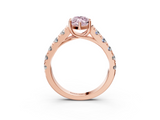 Rose gold Fancy Pink Marquise  Cut Diamond Pavé Band Solitaire with Four-Prong Setting_6