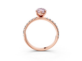 Rose gold Fancy Pink Marquise  Cut Diamond Pavé Band Solitaire with Four-Prong Setting_6