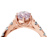 Rose gold Fancy Pink Marquise  Cut Diamond Pavé Band Solitaire with Four-Prong Setting_7