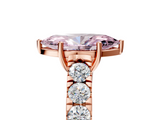 Rose gold Fancy Pink Marquise  Cut Diamond Pavé Band Solitaire with Four-Prong Setting_8