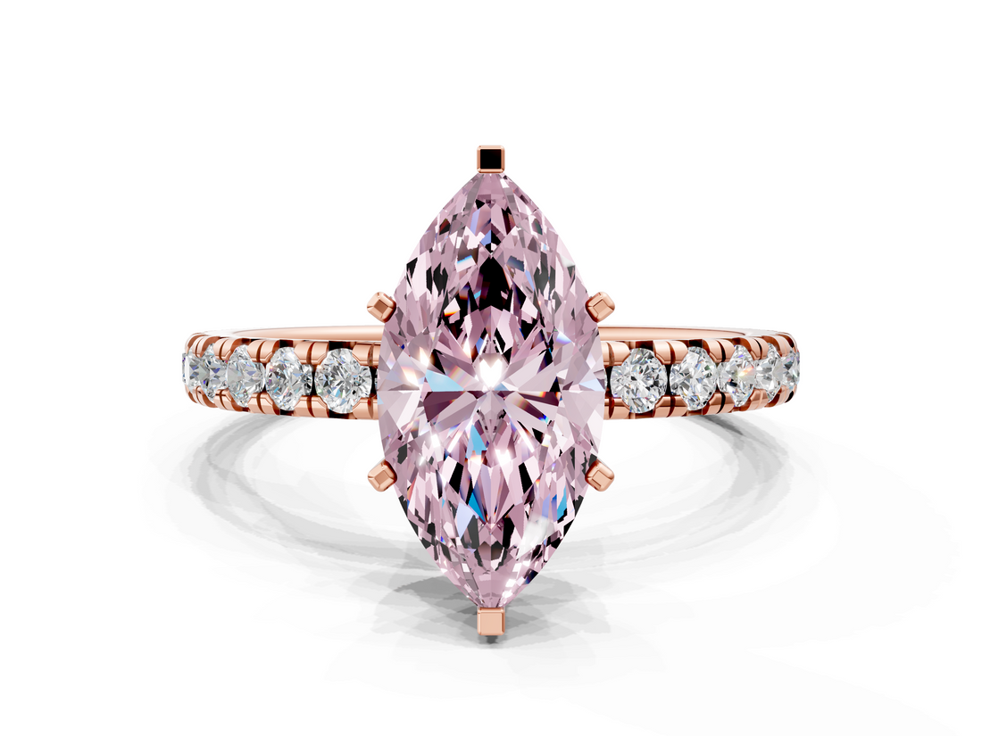 Rose gold Fancy Pink Marquise  Cut Diamond Pavé Band with Four-Prong Setting_52
