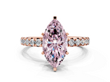 Rose gold Fancy Pink Marquise  Cut Diamond Pavé Band with Four-Prong Setting_52