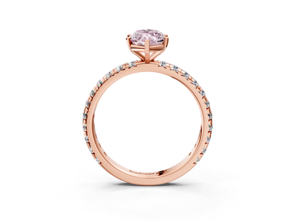 Rose gold Fancy Pink Marquise  Cut Diamond Pavé Band with Four-Prong Setting