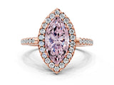 Rose gold Fancy Pink Marquise Cut Diamond Pavé Halo Ring with Four-Prong Setting_36