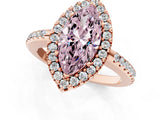 Rose gold Fancy Pink Marquise Cut Diamond Pavé Halo Ring with Four-Prong Setting_37