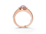 Rose gold Fancy Pink Marquise Cut Diamond Pavé Halo Ring with Four-Prong Setting_39