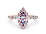 Rose gold Fancy Pink Marquise Cut Diamond Pavé Solitaire Engagement Ring with Four-Prong Setting_101