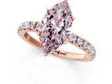 Rose gold Fancy Pink Marquise Cut Diamond Pavé Solitaire Engagement Ring with Four-Prong Setting_102