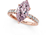 Rose gold Fancy Pink Marquise Cut Diamond Pavé Solitaire Ring with Round Band and Prong Setting_13
