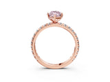 Rose gold Fancy Pink Marquise Cut Diamond Pavé Solitaire Ring with Round Band and Prong Setting_15