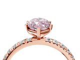 Rose gold Fancy Pink Marquise Cut Diamond Pavé Solitaire Ring with Round Band and Prong Setting_16