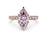 Rose gold Fancy Pink Marquise Cut Diamond Pavé Solitaire Ring with Round Band and Prong Setting_24