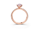 Rose gold Fancy Pink Marquise Cut Diamond Pavé Solitaire Ring with Round Band and Prong Setting_27