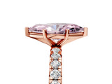 Rose gold Fancy Pink Marquise Cut Diamond Pavé Solitaire Ring with Round Band and Prong Setting_29