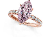 Rose gold Fancy Pink Marquise Cut Diamond Pavé Solitaire Ring with Round Band and Prong Setting_31