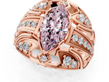 Rose gold Fancy Pink Marquise Cut Diamond Pave Art Deco Split Shank Ring with Four-Prong Setting_1