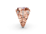 Rose gold Fancy Pink Marquise Cut Diamond Pave Art Deco Split Shank Ring with Four-Prong Setting_2