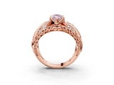 Rose gold Fancy Pink Marquise Cut Diamond Pave Art Deco Split Shank Ring with Four-Prong Setting_3