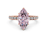 Rose gold Fancy Pink Marquise Cut Diamond Pave Band Solitaire Ring with Four-Prong Setting_58
