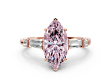 Rose gold Fancy Pink Marquise  Cut Diamond Ring with Baguette Side Stones, Channel Set Band, and Four-Prong Setting_20