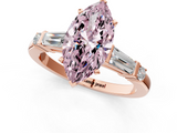 Rose gold Fancy Pink Marquise  Cut Diamond Ring with Baguette Side Stones, Channel Set Band, and Four-Prong Setting_21