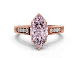 Rose gold Fancy Pink Marquise Cut Diamond Ring with Milgrain Pavé Band and Four-Prong Setting_19
