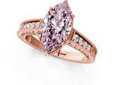 Rose gold Fancy Pink Marquise Cut Diamond Ring with Milgrain Pavé Band and Four-Prong Setting_20