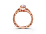 Rose gold Fancy Pink Marquise Cut Diamond Ring with Milgrain Pavé Band and Four-Prong Setting_22