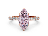 Rose gold Fancy Pink Marquise  Cut Diamond Ring with Pavé Band and Four-Prong Setting_79