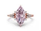 Rose gold Fancy Pink Marquise Cut Diamond Ring with Side Stones and Four-Prong Setting_109