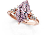 Rose gold Fancy Pink Marquise Cut Diamond Ring with Side Stones and Four-Prong Setting_110