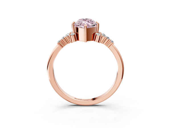 Rose gold Fancy Pink Marquise Cut Diamond Ring with Side Stones and Four-Prong Setting