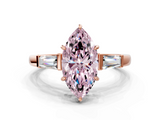 Rose gold Fancy Pink Marquise  Cut Diamond Ring with Tapered Baguette Side Stones in Four-Prong Setting_3